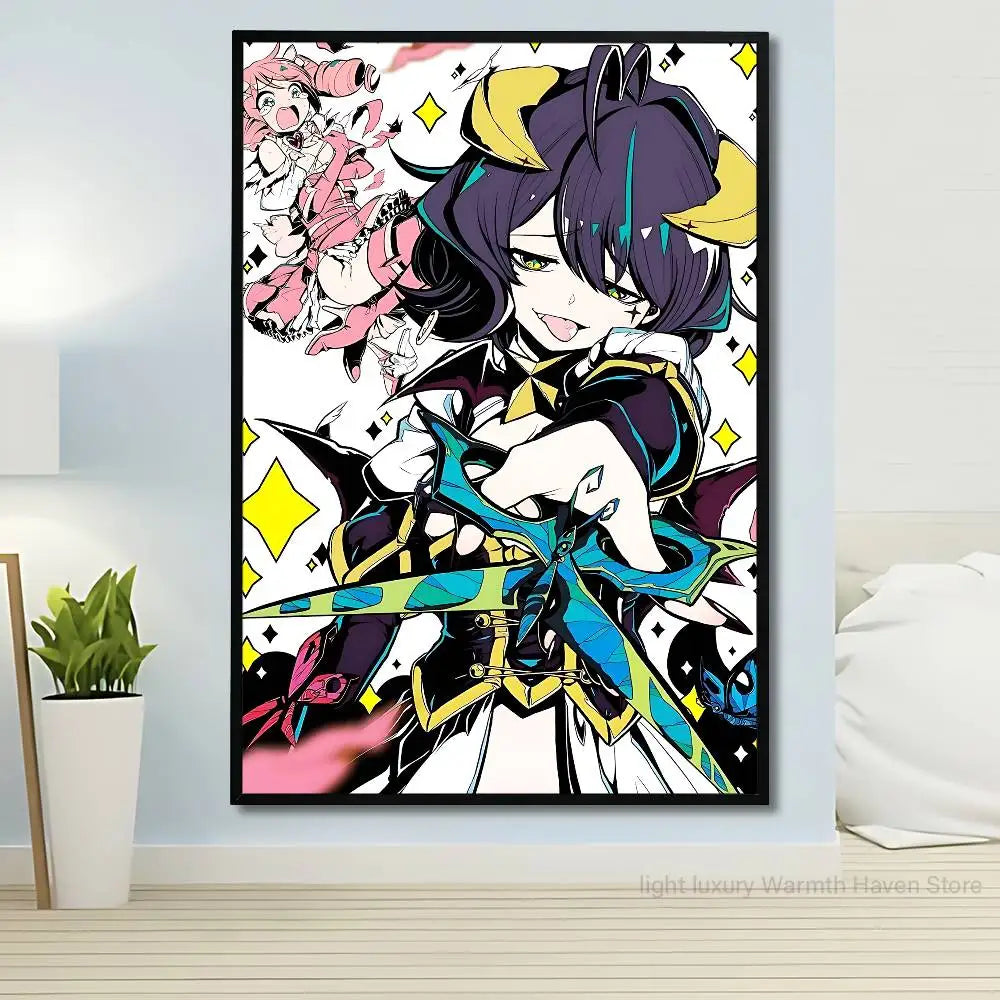 affiche anime personnages moderne art japonais décoration salon papier frame noir varied colors