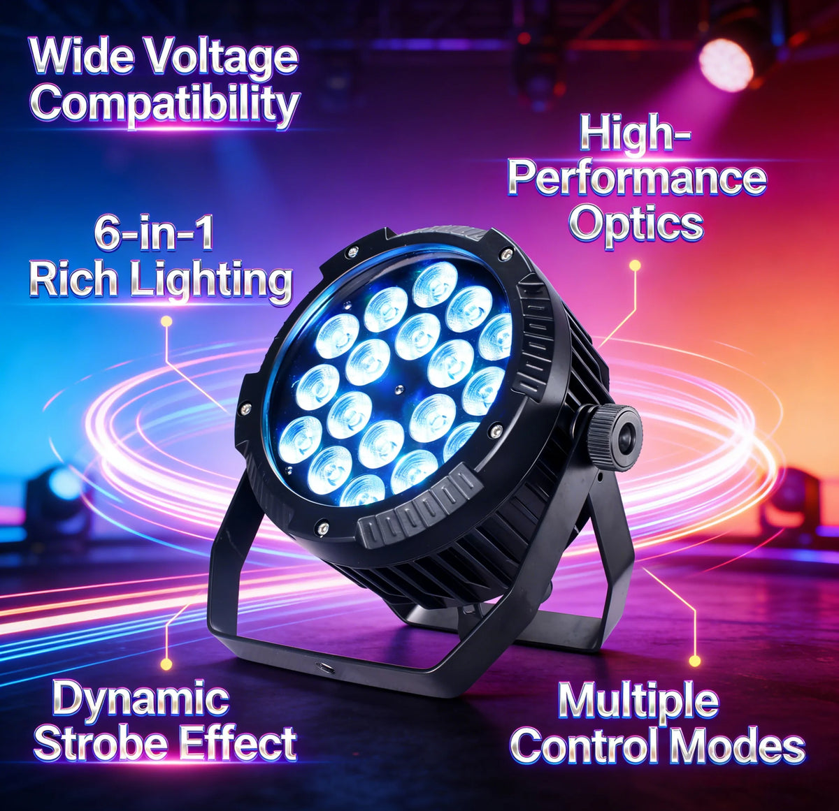 projecteurs led dmx scène professionnelle noir bras articulé 16 millions couleurs changeables 200w ip65