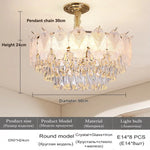 lustre doré cristal suspension salon chambre classique led 80cm adjustable