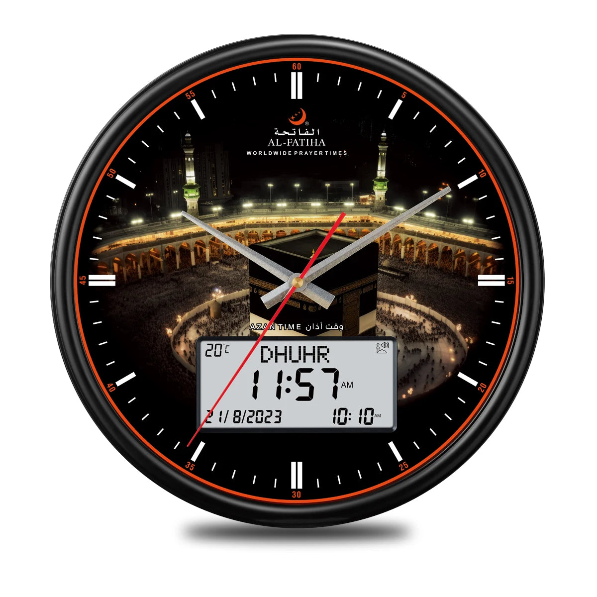 horloge murale moderne horaire azan calendrier hijri affichage numérique analogique İslam motifs