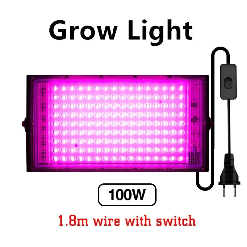 lampe led full spectrum 50w 100w noir blanc rose moderne clips cabled interrupteur grow
