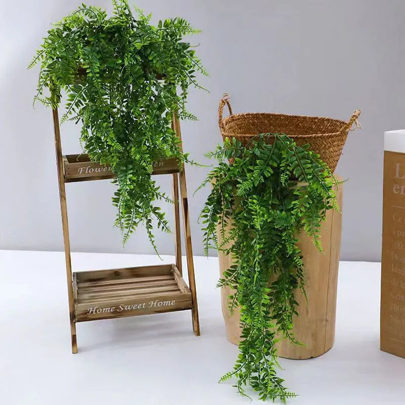 guirlande vigne artificielle feuilles vertes décoration extérieure pot osier naturelle retombante