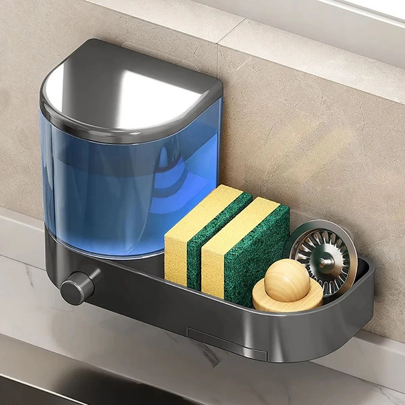 distributeur vaisselle éponge brosse gant drainage adhésif moderne gris métallisé mat opacité