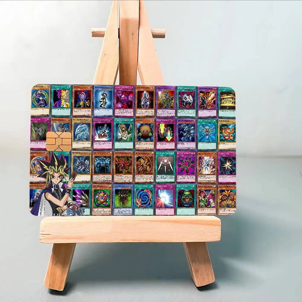 cartes jeu yu gi oh monster stickers adhésifs waterproof credit debit carte violet vert