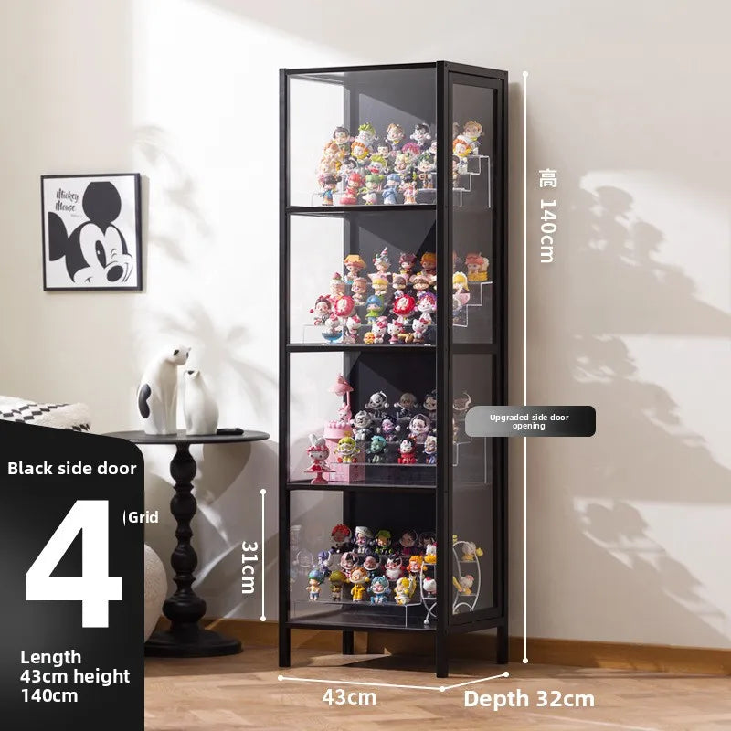 présentoir rangement étagère vitrée moderne noir transparent compartiments 120L capacité