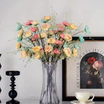 bouquet fleurs artificielles rose blanc bleu moderne élégant vase transparent décoration intérieure anniversaire mariage