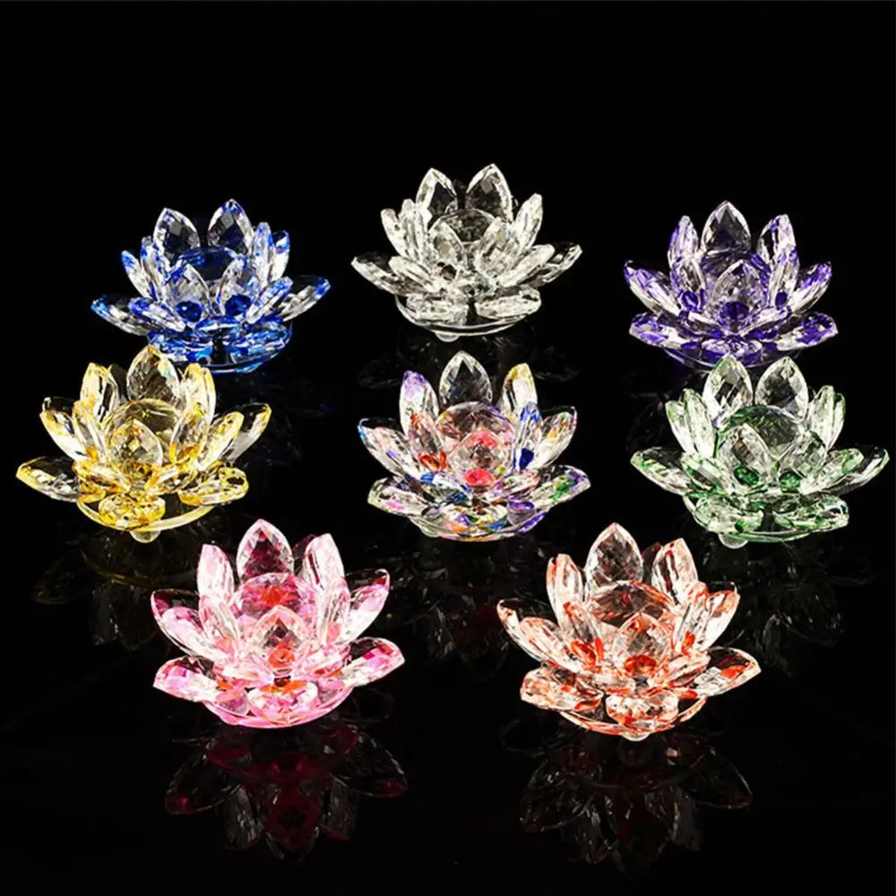 fleur lotus cristal moderne miniature souvenirs transparent bleu multicolore deco wedding gifts