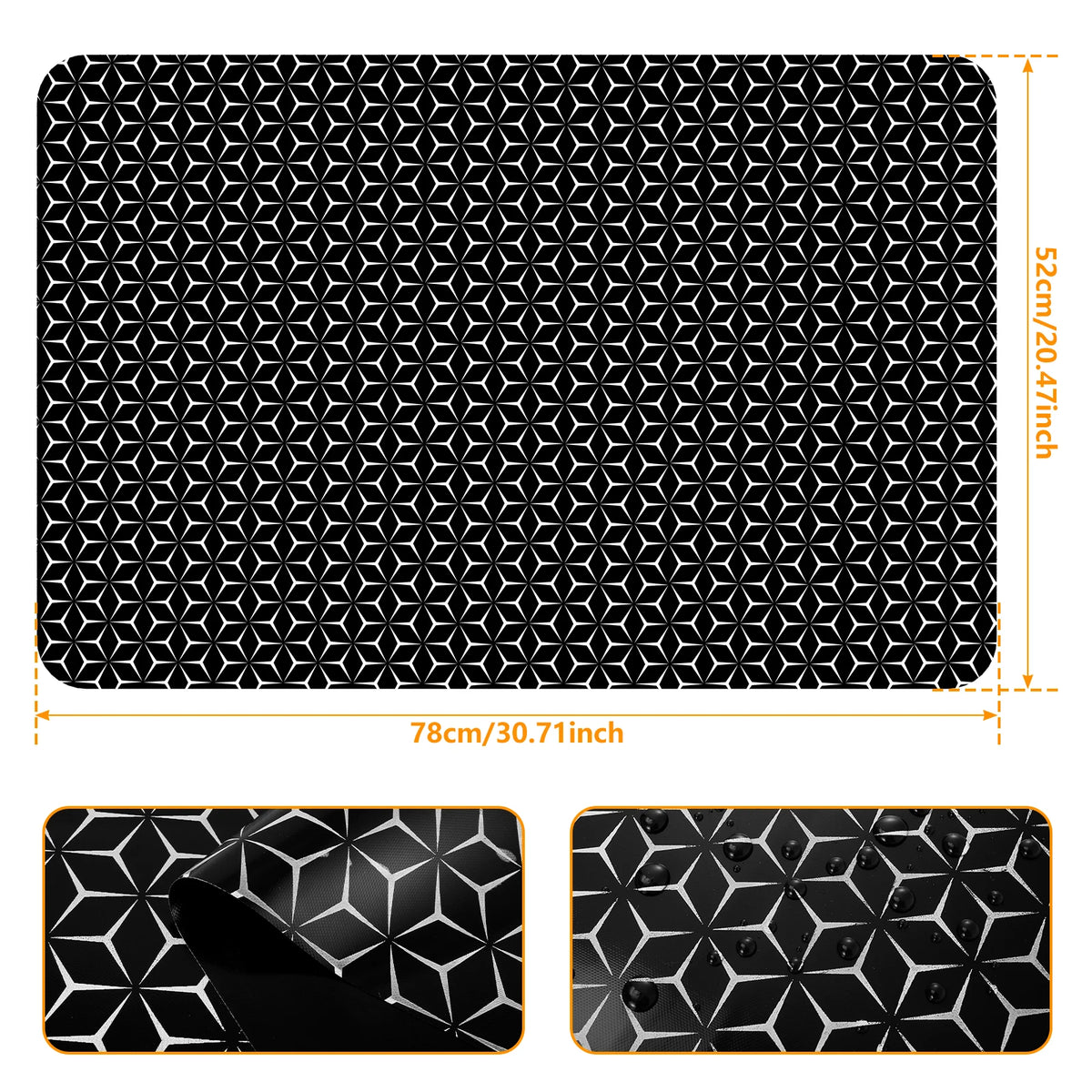 tapis protection plaque cuisson silicone respectueux environnement noir motif géométrique moderne 78cm 52cm