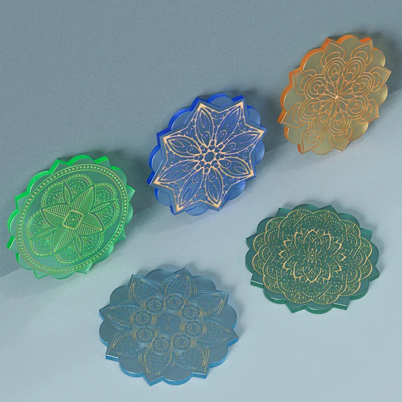 sous verres silicone motif floral moderne vert bleu orange 20.4 cm decoration bricolage
