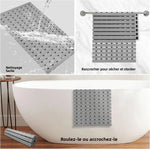 tapis bain antidérapant moderne 40x70cm lattes horizontales texturé ouvertures adhésifs salle bain