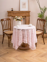 nappe table rose broderie florale semi transparente classique extérieur salon printemps réutilisable machine
