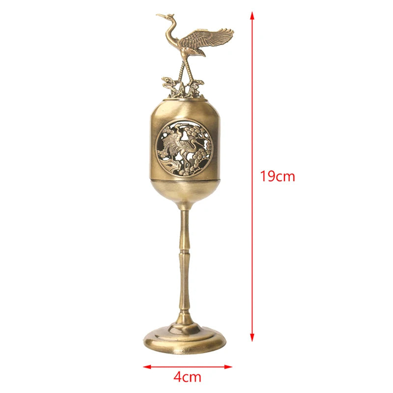 lampe huile bronze ornements floraux artisanale chaîne support traditionnelle métal