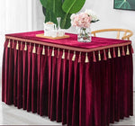 jupe table velours rouge blanc vert foncé gris violet classique réutilisable maison mariage banquet