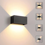 lampe murale led moderne noire ip65 verre trempé ajustable 24w 200mm