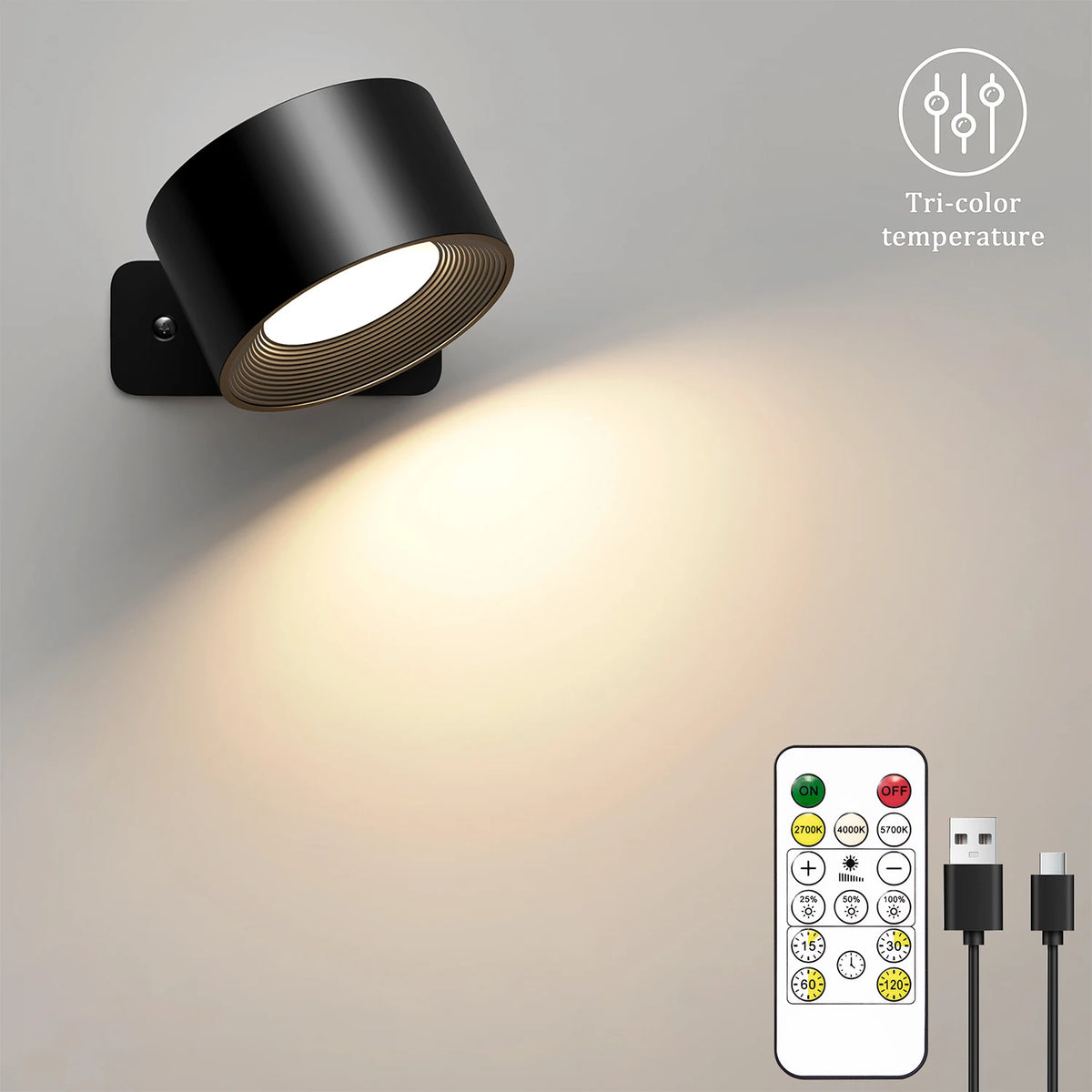 lampes murales led rechargeables télécommande moderne noires blanches minimaliste