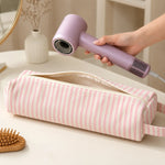 sac rangement outils coiffure rose rayures horizontales moderne voyage étanche velours côtelé doux brosse