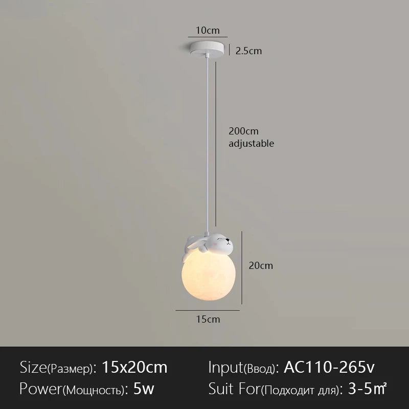 lampe suspendue animaux ours chien moderne intérieur enfant chambre salon blanc