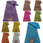 tissu brodé paillettes violet marron rose jaune vert bleu élégant festif 90x125cm translucent