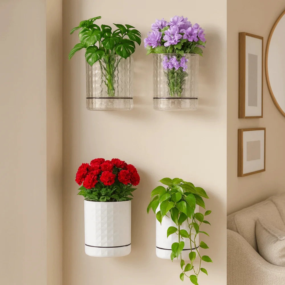 cache plantes transparent blanc adhésif moderne vintage rétro diamant