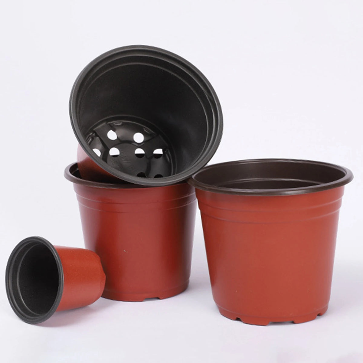 pots fleurs plastique moderne rouge noir drainage 14cm haute qualité jardin