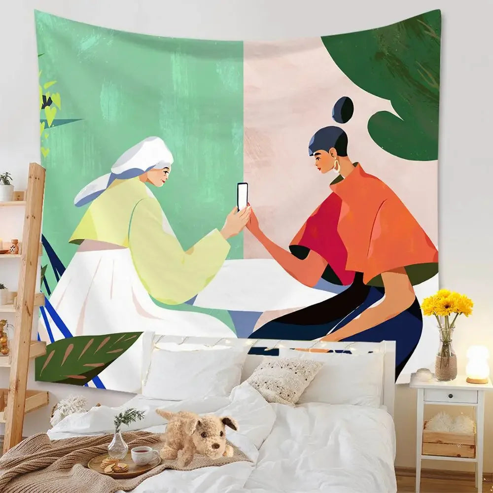 Décoration murale moderne dans un salon avec canapé