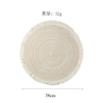 lot sets table ronds coton tressé vert gris beige motif spirale
