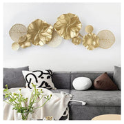 décoration murale moderne feuilles ajourées ornement métallique contemporainintérieur or gris rose marron blanc