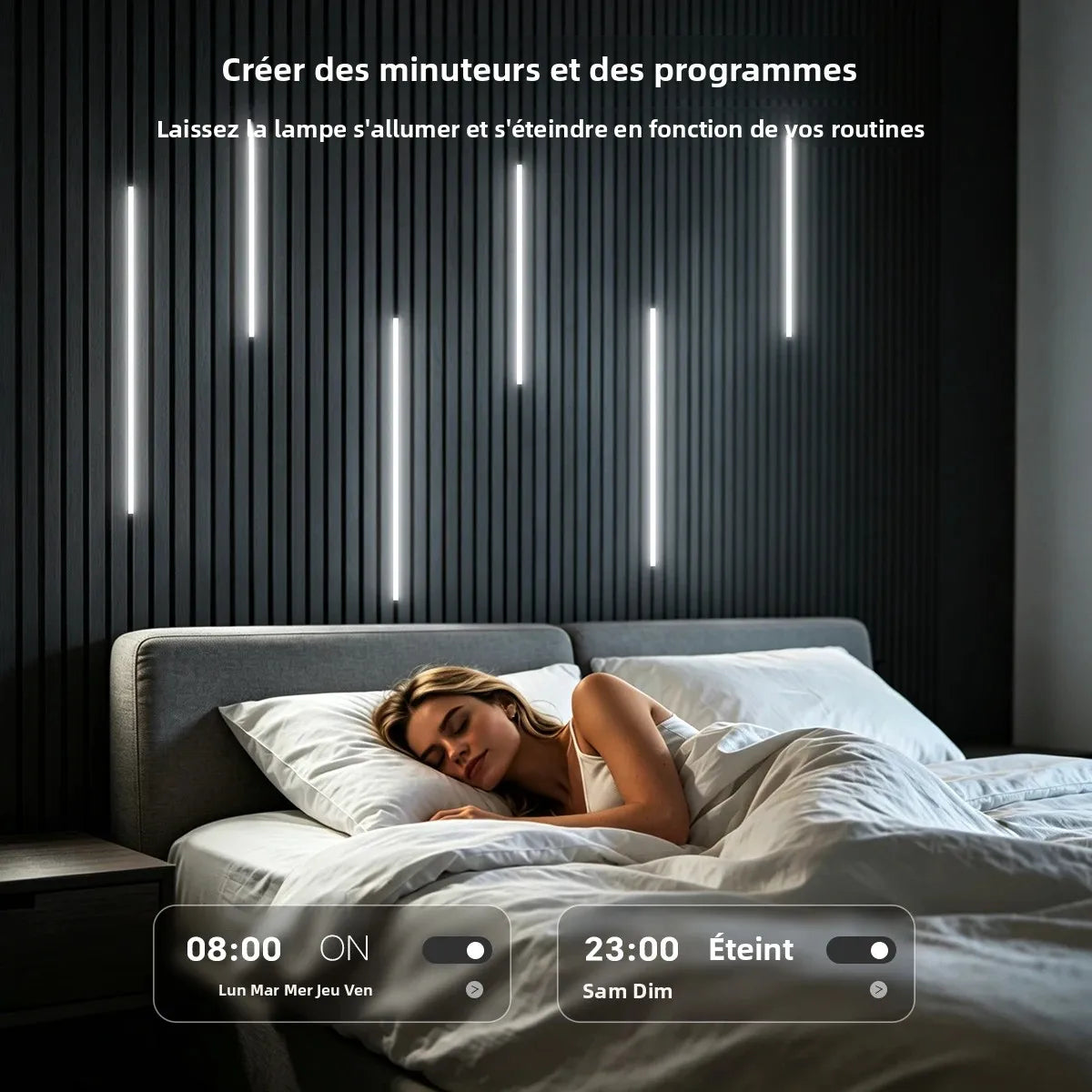 bande lumineuse cob cct adhésive blanc moderne télécommande bluetooth contrôleur adaptateur secteur 3500k 6000k