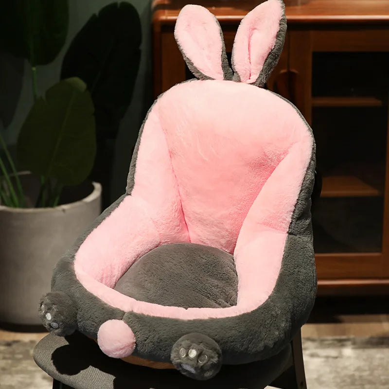 coussin chaise doux motif animal moderne oreilles pattes queue beige rose vert clair