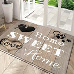 tapis d'entrée moderne lettres coeurs bienvenue gris marron noir rose blanc