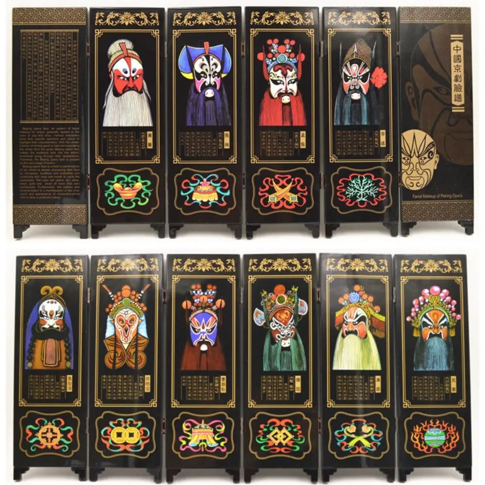 paravent chinois peinture traditionnelle paysages animaux calligraphie bois doré noir ornement chambre multifonctionnel souvenirs