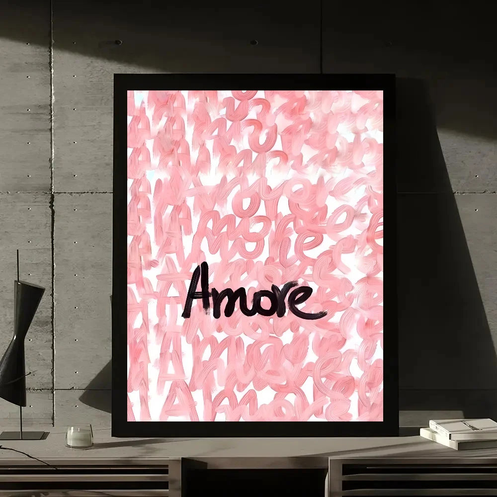 affiche moderne abstraite rose paysages tigres fleurs toile 30x40cm noir blanc pop art