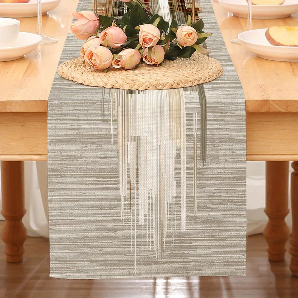 nappe moderne chemin table rayures abstraites couleur neutres résistante anti brûlure anti dérapante texturée
