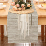 nappe moderne chemin table rayures abstraites couleur neutres résistante anti brûlure anti dérapante texturée