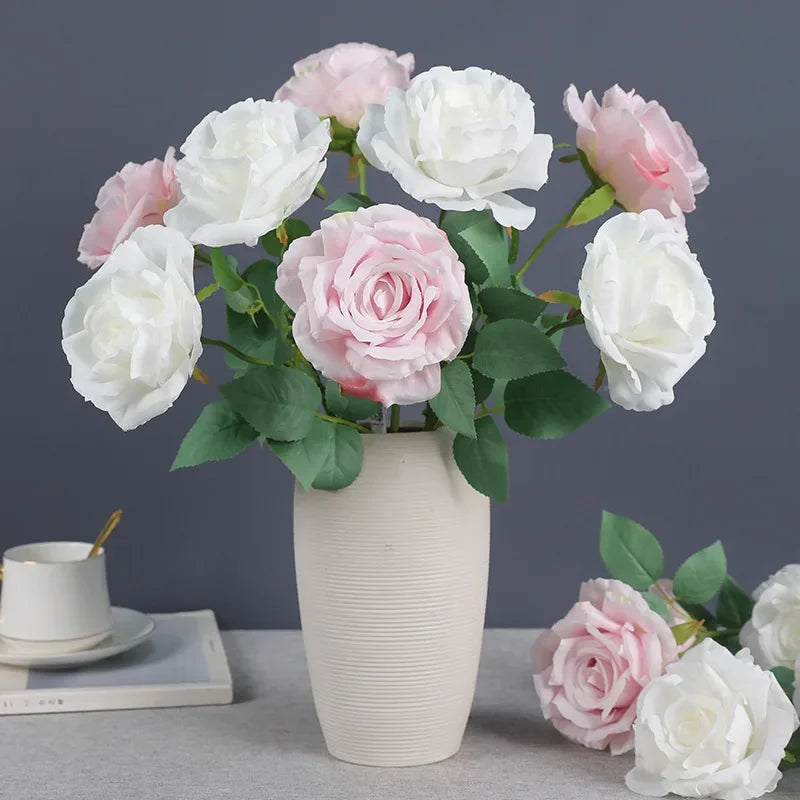 décoration intérieure bouquet roses artificielles soie classique vase couleur anniversaire mariage