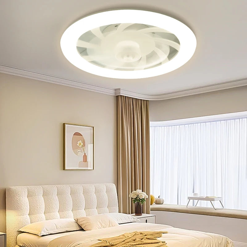 ventilateur led moderne blanc vitesses télécommande infinitegradation salon chambre