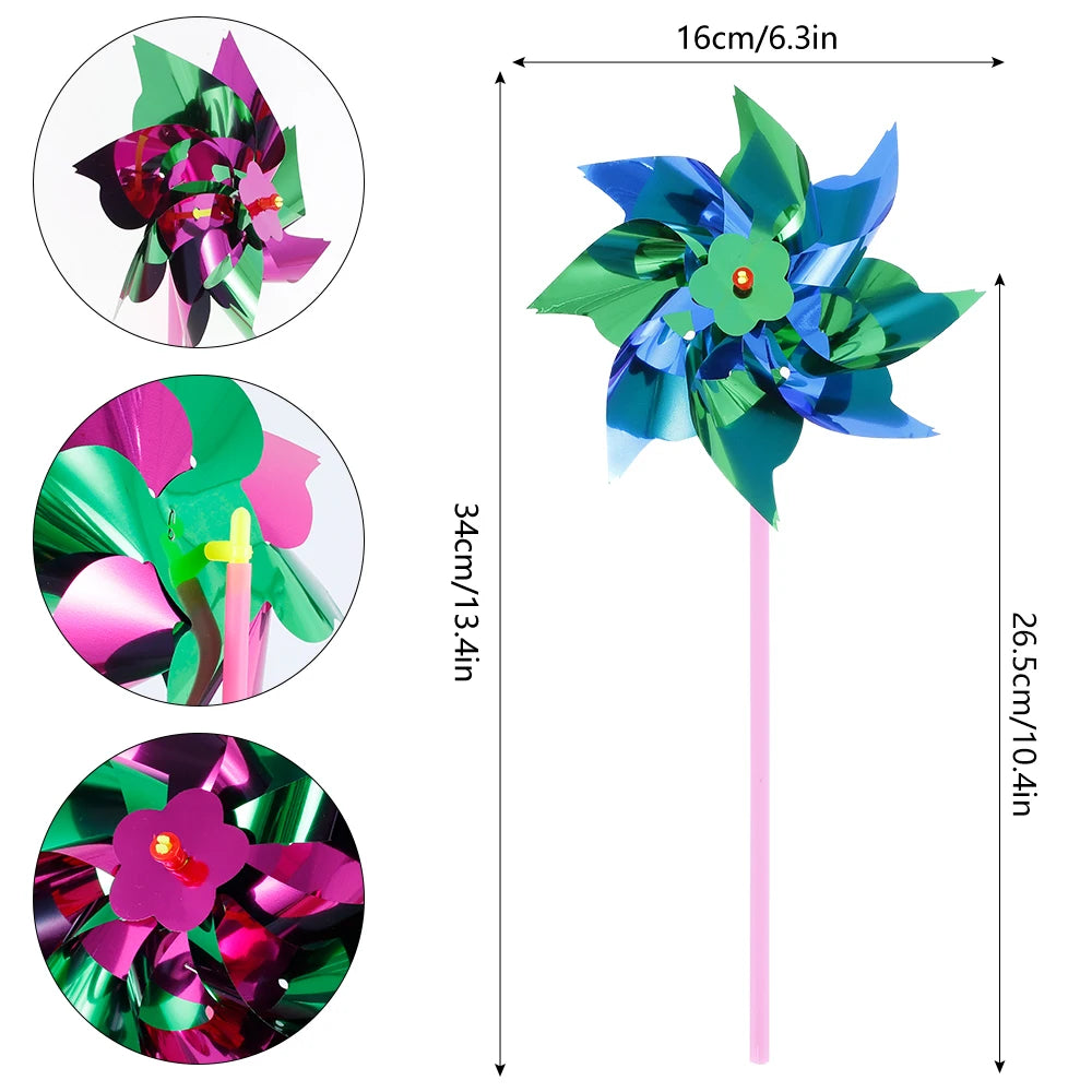 pinwheels multicolores effet métallique bâtons rose jouet enfant décoratif extérieur set 50 pièces