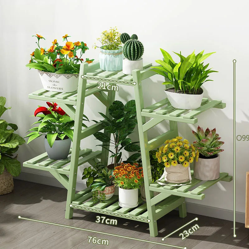 étagère plantes bois naturel moderne minimaliste étages pots variés assemblage bambou
