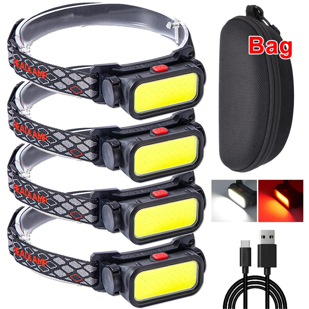 lampe frontale rechargeable led usb ceinture ajustable course exploration camping