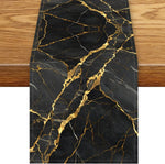chimene table lin imitation marbre noir veines dorées moderne luxueux 184cm longueur 34cm largeur
