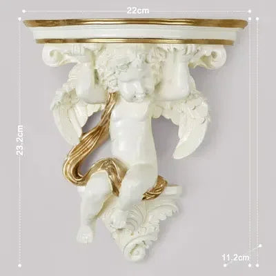 décoration murale résine cherubin baroque fleurs artificielles vintage étagères murales blanc bleu turquoise