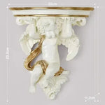 décoration murale résine cherubin baroque fleurs artificielles vintage étagères murales blanc bleu turquoise
