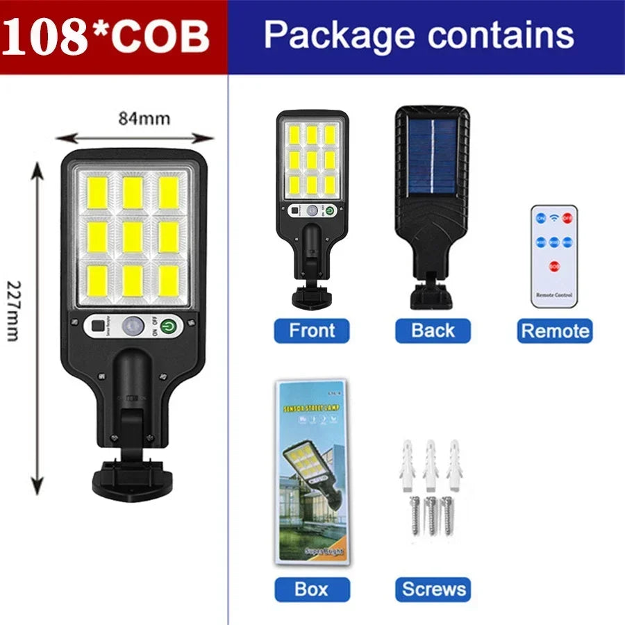 lumière solaire rue extérieure ip65 led noire moderne capteur mouvement autoinstallation