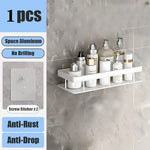 étagère murale aluminium noir contemporaine clips magnétiques rangement salle bain douche toilettes multifonctionnelle fixations