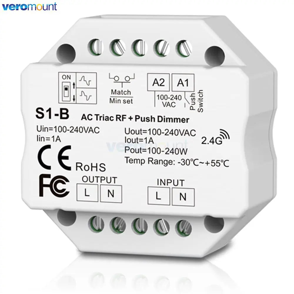 interrupteur lumière blanc moderne variateur rf push triac dimmer ac phase cut 240w pwm