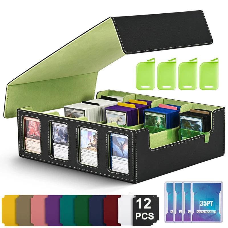 boîte rangement cartes collection 3000 capacités aimants 12 pochettes noir rouge moderne