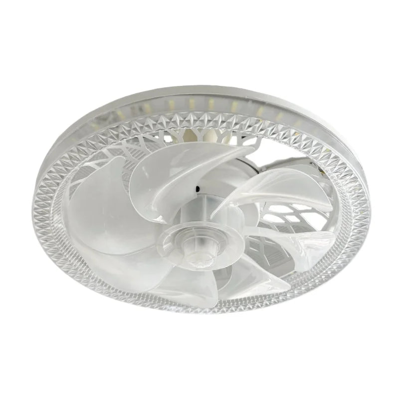ventilateur lumière led blanc noir transparent moderne télécommande echangement couleur continu chambre couchette
