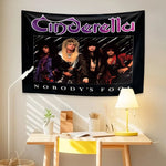 tapisserie vintage rock groupe musical Cinderella Nobody's Fool 1986 chambre noir blanc bleu rouge