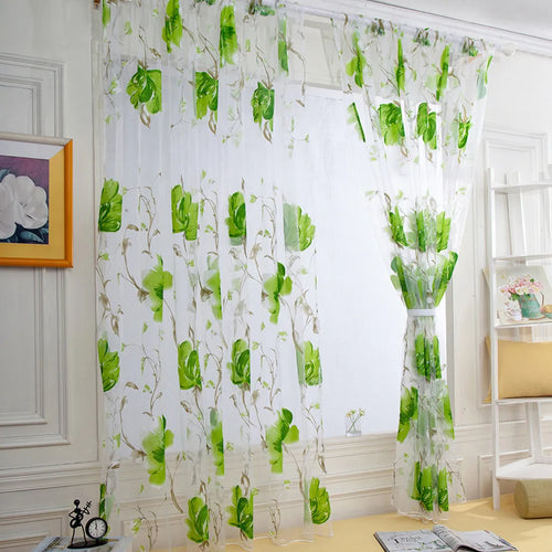 rideaux tulle motifs floraux pastorale translucides couleurs vives champêtre tringle rideau intérieur decoration