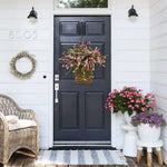 panier suspendu fleurs artificielles tressage fleur lavande rose vintage décoration entrée rustique contemporain chambre